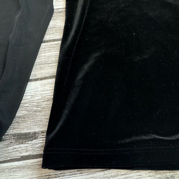 Women's Susan Lawrence Velour Mesh Blouse Black Bubble Sleeve Top M NWT - Picture 6 of 13